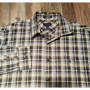 Viyella Shirt Mens XL Button Down Long Sleeve Blue Plaid Cotton